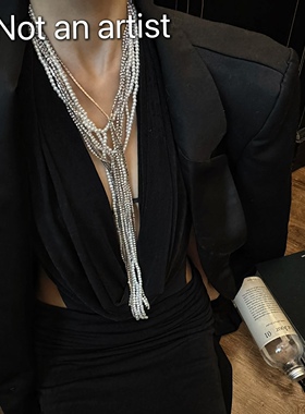 25s新款华丽答谢会晚宴个性水钻慵懒风不规则叠戴多层项链外搭链