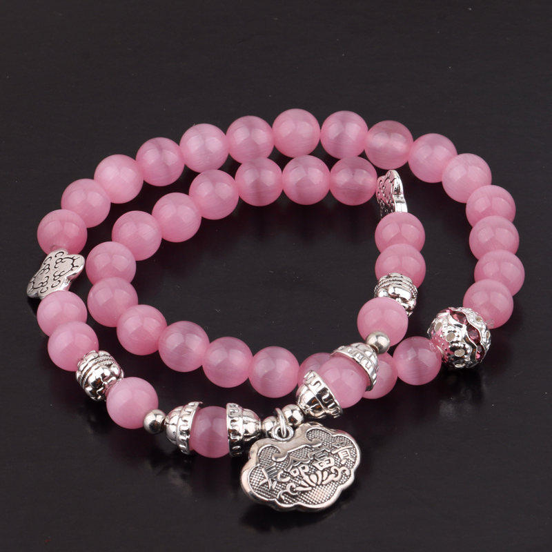 2025新款猫眼石学生送闺蜜礼物手链水晶长命锁多层人造手串手饰,淘宝优惠券,粉丝福利购,淘宝优惠卷