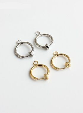 diy新无耳洞耳夹可以佩戴圆形弹簧中国风学生耳夹女耳饰保色铜耳