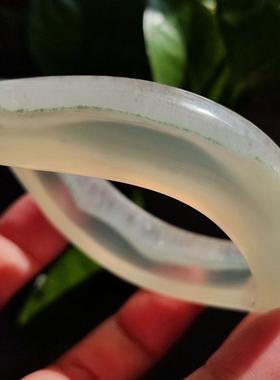 玛瑙印象 纯天然马料水晶共生玛瑙手镯 稀有满圈绿朱砂扭扭镯54