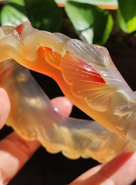 玛瑙印象纯天然高货粉花料手镯