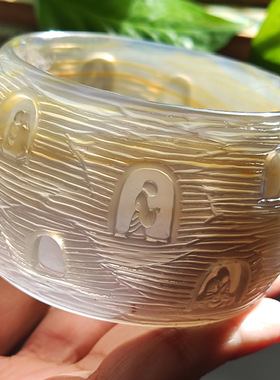 玛瑙印象 万佛朝宗 纯天然巴西老料玛瑙雕刻手镯 加宽轮胎手镯59