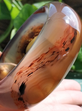 天然花纹玛瑙手镯