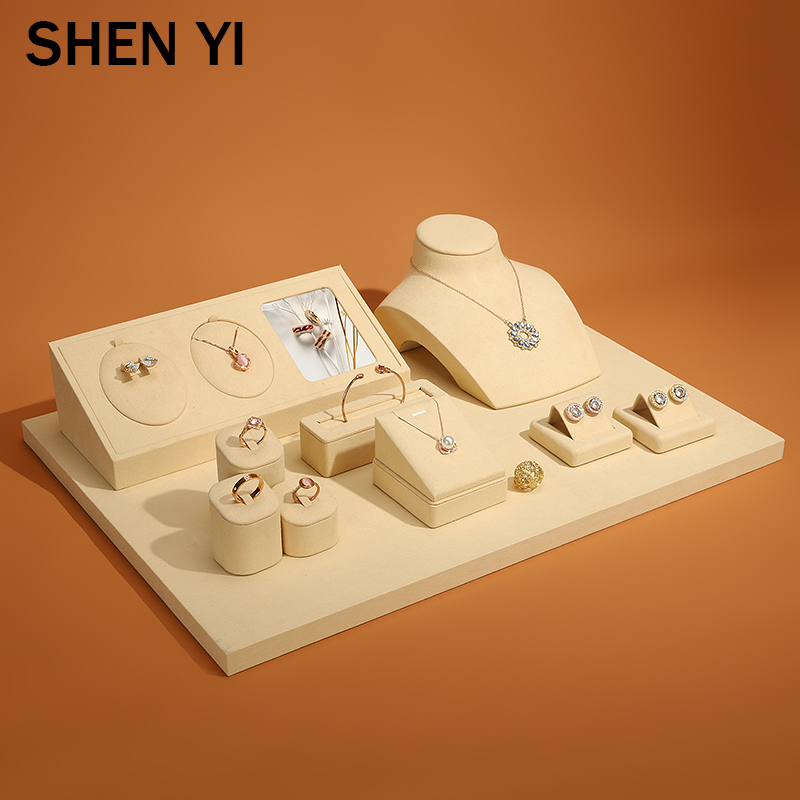 SHENYI新款米黄色珠宝展示道具项链戒指饰品展示架陈列首饰展示架 - 图1