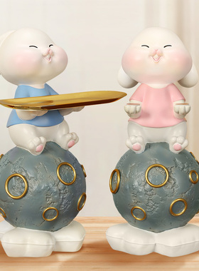 兔子家居装饰品树脂摆件上善若水