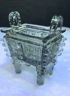 琉璃仿古四足方鼎香炉摆件檀香炉线香炉供佛香插供奉居家用工艺品