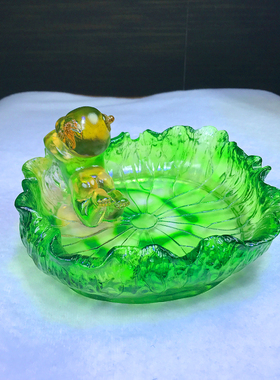 琉璃招财童子烟灰缸荷叶烟缸高档家用客厅办公室桌面实用商务礼品