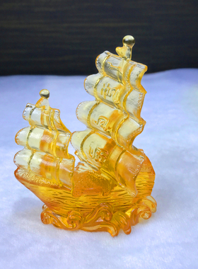 琉璃帆船摆件工艺品一帆风顺乔迁新居高档家居客厅酒柜玄关装饰品