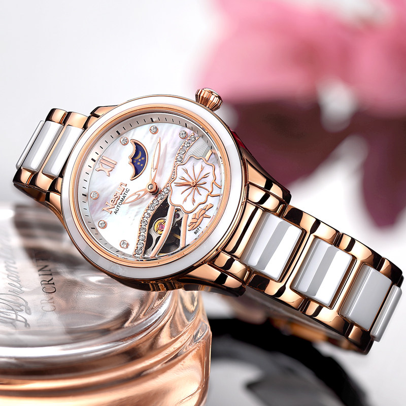 正品尼尚女防水潮流复古名牌机械表 泽坤手表国产腕表