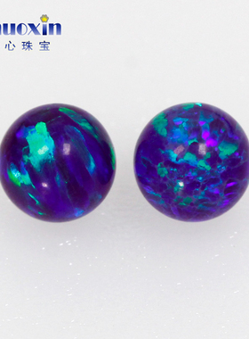 圆珠深紫色欧泊欧珀裸石 光珠无孔球形珠子合成澳宝OP52