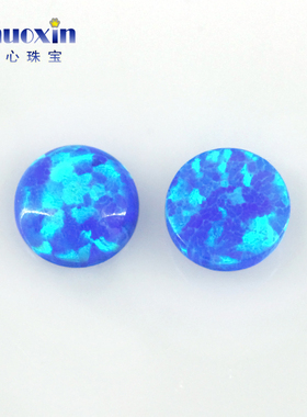 蛋面圆形蓝绿多彩人造欧泊石OPAL 蛋面平底素面欧珀澳宝裸石OP05