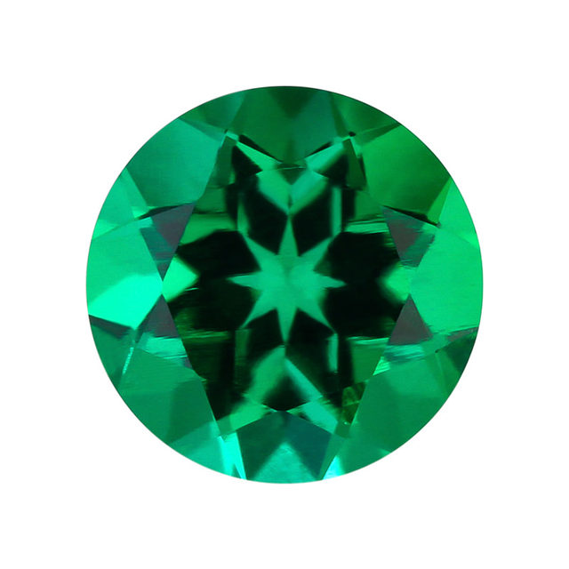 Round Zambian emerald nude stone synthesis color treasure Hydrothermal method laboratory cultivation jewelry inlay ring face
