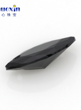 马眼黑色锆石双孔裸石 树叶形带孔合成立方氧化锆镶嵌首饰配石