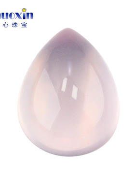 水滴形蛋面粉晶戒面裸石 天然粉水晶芙蓉石梨形平底素面冰透纯净