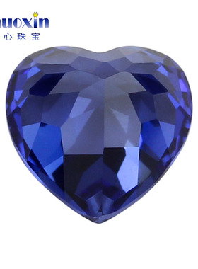 皇家蓝培育蓝宝石精切心形主钻 实验室合成彩宝珠宝高净度裸石