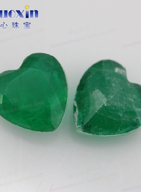心形人造合成哥伦比亚祖母绿裸石戒面 珠宝吊坠耳环饰品首饰钻DIY