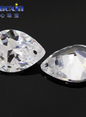 diy打孔裸钻白色水滴形耳夹散珠
