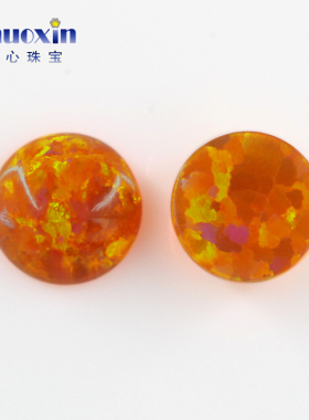 圆形平底素面人造欧泊石OPAL 蛋面合成欧珀澳宝变彩组合裸石3mm