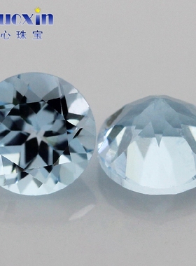 圆形天然天空蓝托帕石裸石戒面 天空蓝色原石淡蓝色宝石彩宝主石