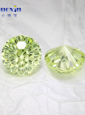 圆形苹果绿色烟花切高碳钻裸钻 高闪尖底裸石美甲钻耳钉配钻CZ锆