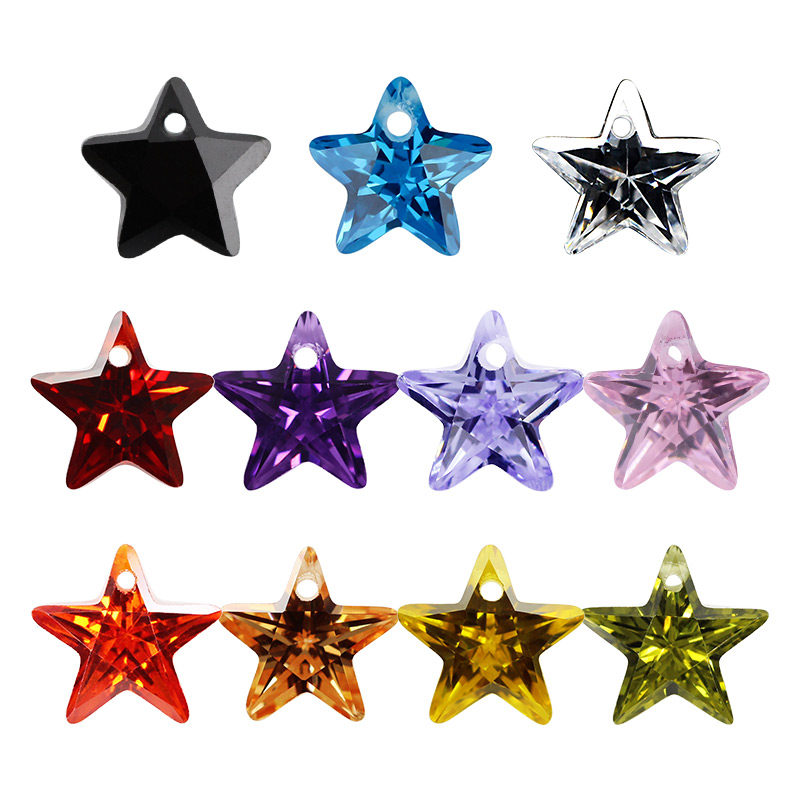 单孔五角星形锆石组合 合成锆石彩色立体尖底裸石耳环吊坠打孔钻,淘宝优惠券,粉丝福利购,淘宝优惠卷