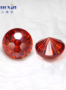 石榴红锆烟花切圆形尖底裸石 高碳钻裸钻美甲耳钉配钻cz梧州宝石