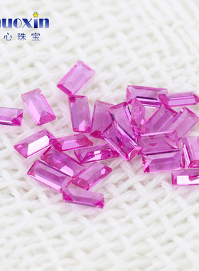 长方直角车平3#Ruby红刚玉裸石散珠 合成玫红色宝石镶手表主石DIY