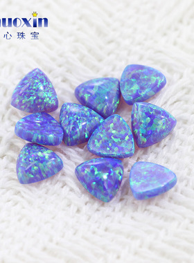 紫色绿彩肥三角素面合成欧泊石 OPAL宝石平底裸石人造澳宝 OP40