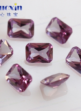 长方倒角合成刚玉组合 车花切工多色合成红蓝宝石耐高温蜡镶裸石