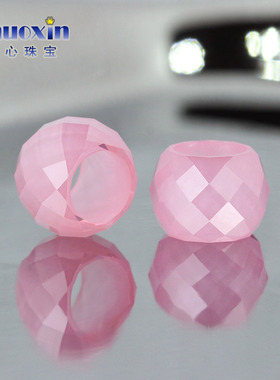 算盘珠子龟面粉红锆裸石  粉色手链串饰隔珠彩色人造珠宝首饰配件