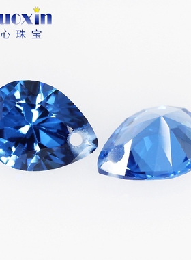 梨形119#蓝尖晶石单孔裸石DIY