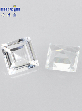 正方直角车平天然白托帕石裸石 刻面尖底天然白黄玉宝石镶嵌主石