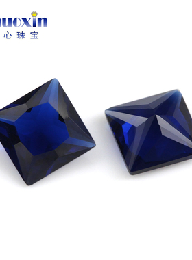 正方形直角114#蓝尖晶石裸石 深蓝色公主方人造合成尖晶蓝宝石