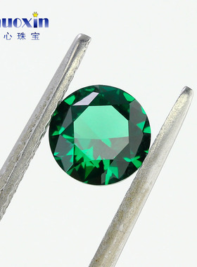 小圆形绿纳米裸石合成绿色宝石DIY首饰配石 尖底饰品Nano耐高温