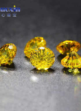 烟花切圆形尖底金黄锆裸石 高碳钻裸钻美甲耳钉配钻CZ菊花切爆闪