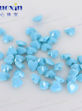 心形纳米绿松裸石 人造宝石耐高温进口仿绿松石散珠主石