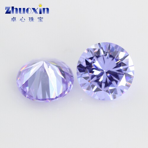变蓝色立方氧化锆石圆形裸石钻 尖底人造彩色CZ宝石仿钻3~20mm - 图1