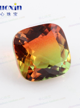 肥正方形西瓜碧玺裸石枕形 合成宝石戒面散珠钻戒主石补钻石BX02