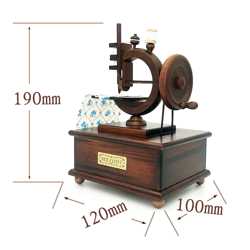 台湾木质手摇针车音乐盒创意八音盒送女孩闺蜜妈妈生日礼物圣诞节