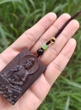 黑檀木南海观音牌手上把