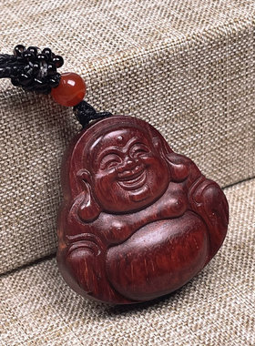 小叶紫檀木吊坠观音弥勒