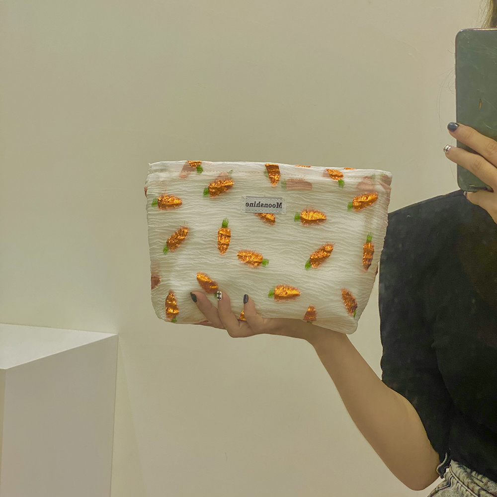 白色小清新半透明郁金香花化妆包大容量水乳刷整理便携洗漱收纳包 - 图2