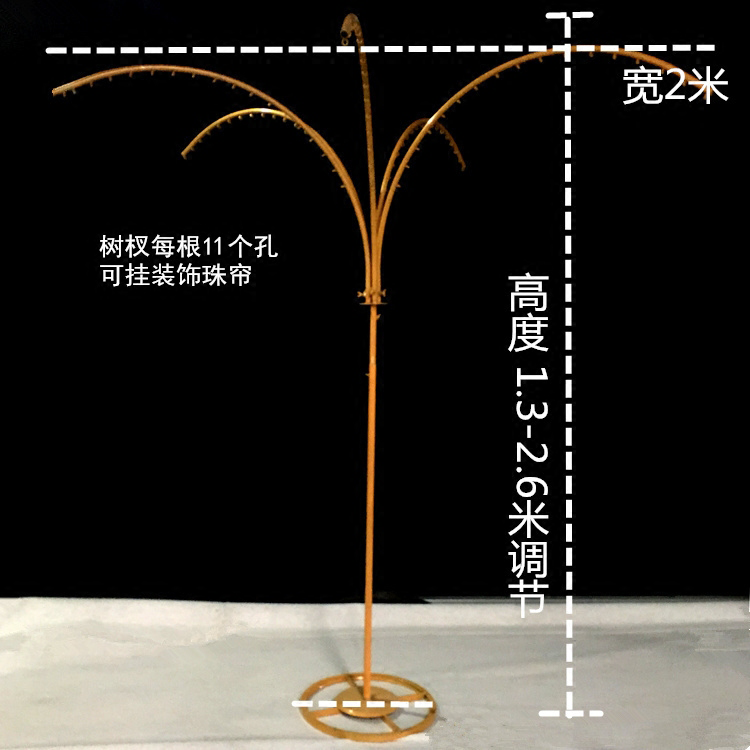 新款婚庆铁艺水晶树道具婚礼T台装饰可升降珠帘五头许愿树路引 - 图0