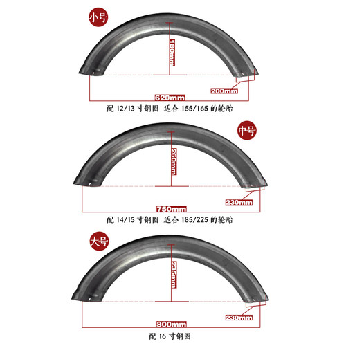 拖挂车房车ATV铁质金属未喷塑挡泥板泥瓦适合12寸至15寸钢圈轮胎 - 图0