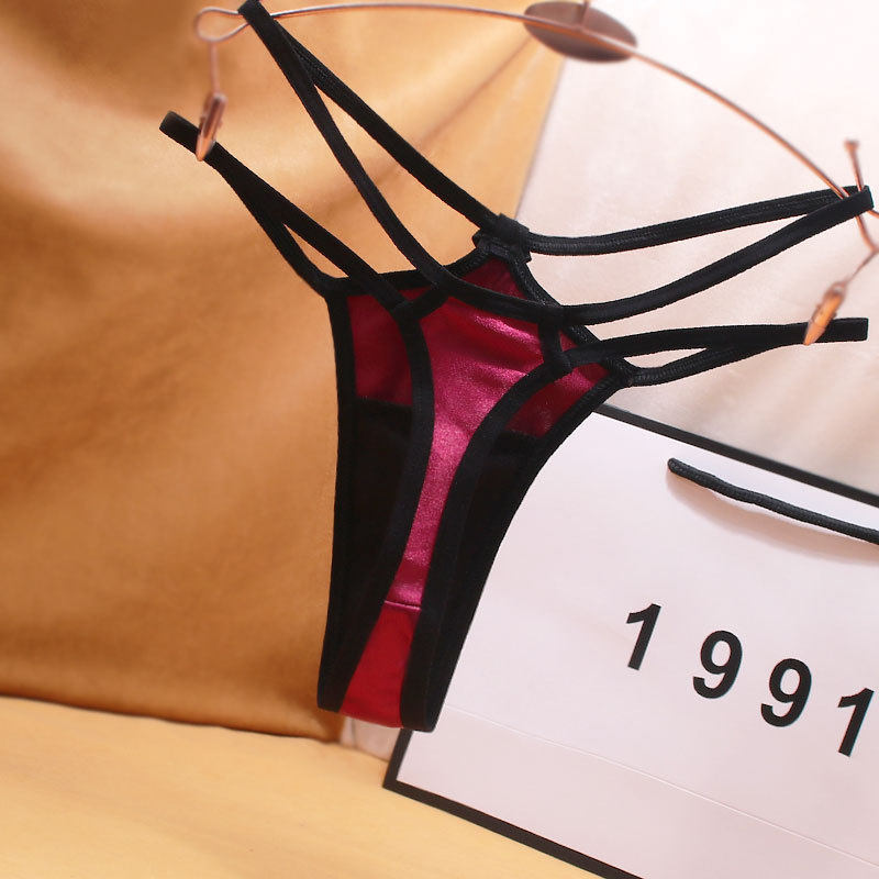 新款丁字裤女性感纯色奢华缎面黑色边条大码欧美短裤弹力绳,淘宝优惠券,粉丝福利购,淘宝优惠卷