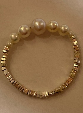 天然淡水珍珠碎银子戒指s925纯银小众简约轻奢百搭甜美气质