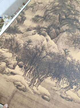 宋范宽雪景寒林图复古书画竖幅挂轴山水国画高清微喷仿古复制装饰