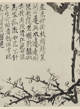 清  石涛  梅花图册仿古花卉国画长卷高清艺术微喷复制手卷装裱画