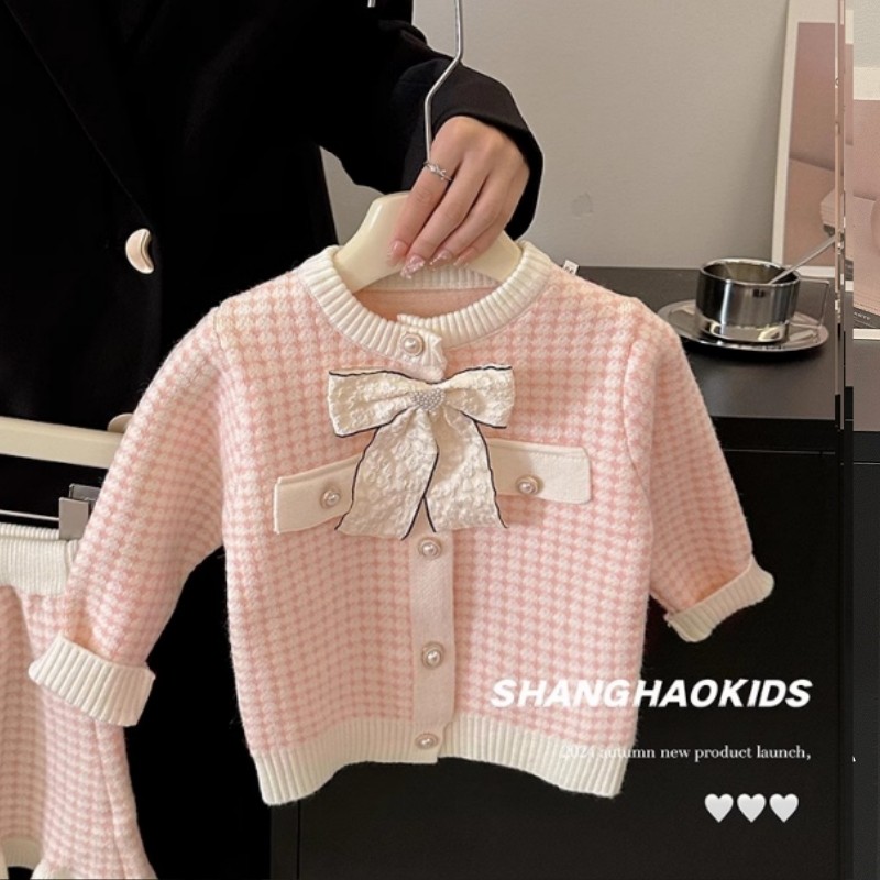 女童针织套装秋冬装2025新款洋气儿童时髦小香风毛衣开衫外套短裙,淘宝优惠券,粉丝福利购,淘宝优惠卷