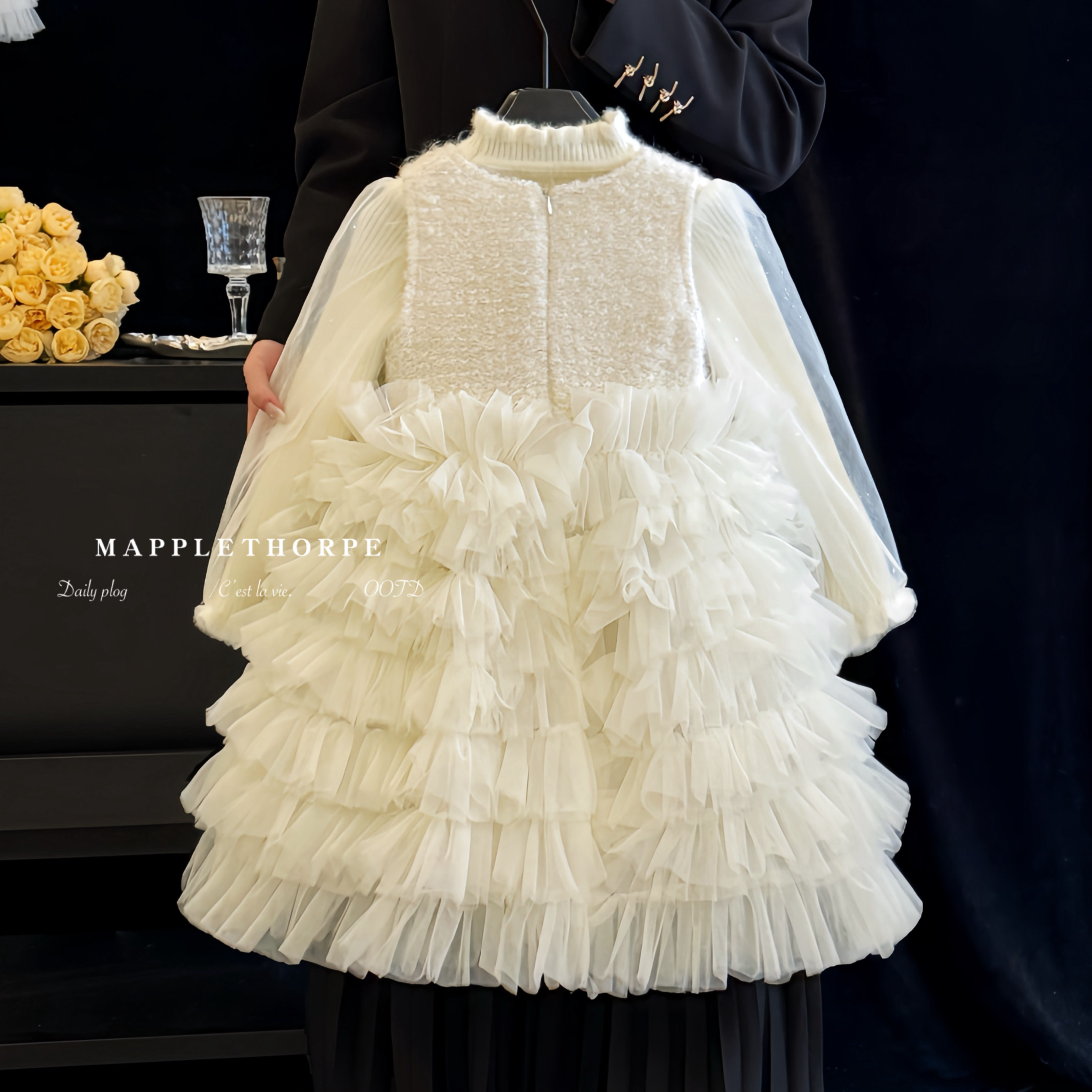 女童连衣裙冬装洋气时髦白色生日公主裙儿童蓬蓬裙礼服蛋糕裙套装,淘宝优惠券,粉丝福利购,淘宝优惠卷